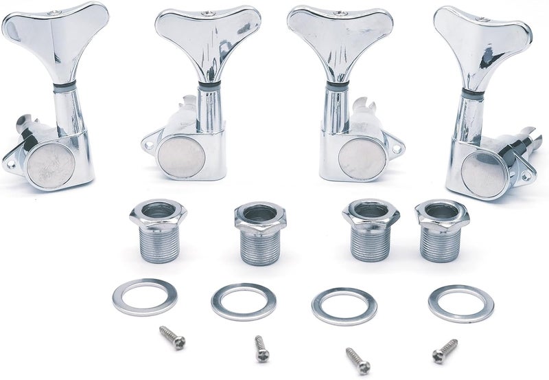 harpfeas 2R2L Electric Bass Guitar Sealed Tuning Pegs Tuners Machine Heads Tuning Keys/Buttons Guitar Parts Machine Head Tuners for Precision Bass and Jazz Bass (2R2L Chrome) - Image 1